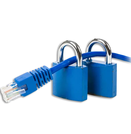 Câble réseau et cadenas symbolisant la sécurité